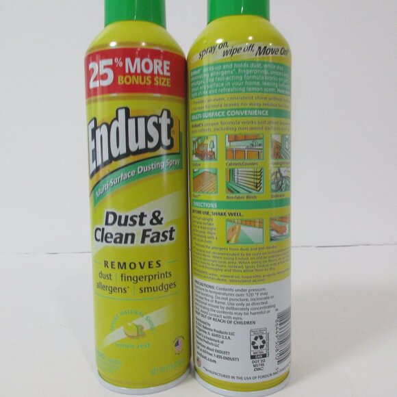 Lot of 2 Endust Multi-Surface Dusting Cleaning Spray Lemon Zest - 12.5 fl oz - Picture 6 of 6
